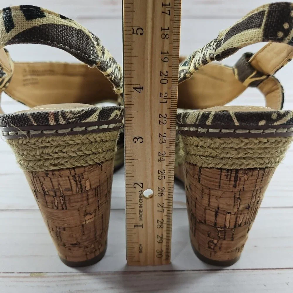Naturalizer N5 Womens Size 10W Brown Lulianna Peep Toe Wedge Comfort Sandal Shoe